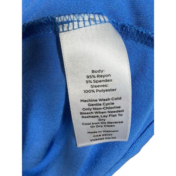 Talbots XL Women’s Blue Top Balloon Pleated Sleeve Scoop Neck Dressy Blouse - Picture 7 of 10